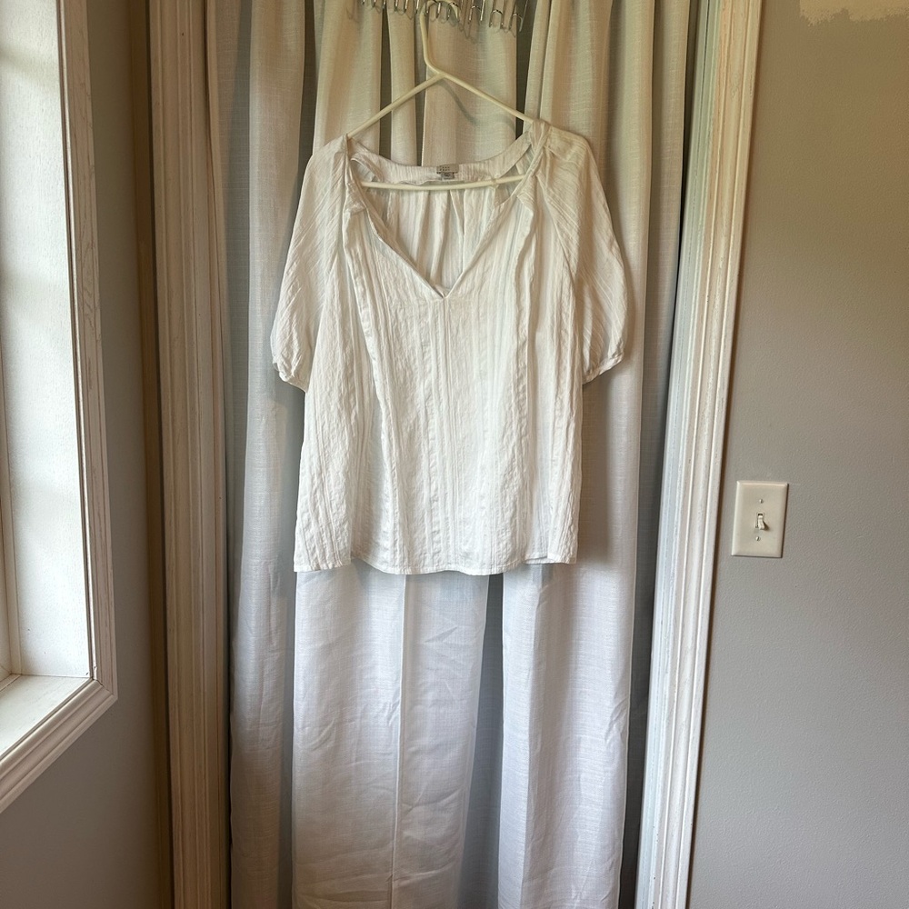 A New Day White Textured Blouse